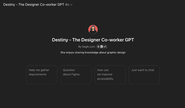 Screenshot of DestinyGPT options in ChatGPT