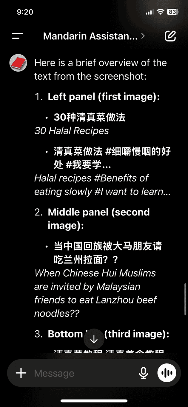 Screenshot of my search results being translated